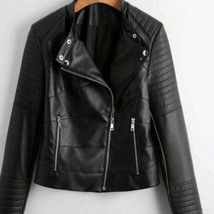 Faux leather moto jacket